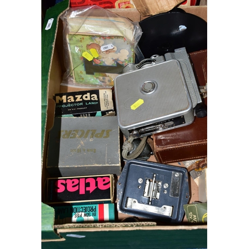 500 - ONE BOX OF CINE CAMERA EQUIPMENT, to include a Meopta Admira 8F cine camera in a brown leather case,... 