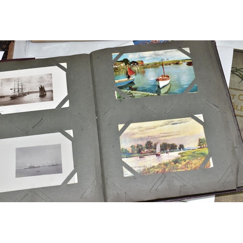 504 - POSTCARDS, three albums containing approximately 312 postcards, album one features early 20th centur... 