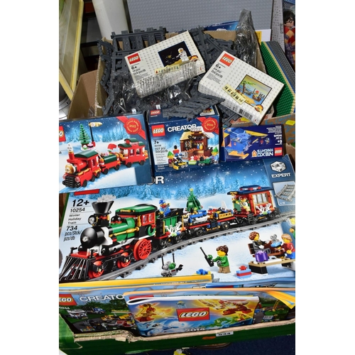 534 - TWO BOXES OF LEGO TRACK AND CREATOR, to include two  boxed sets of Lego Creator 'Expert' 10254 Winte... 