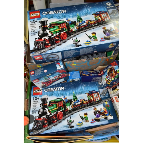 534 - TWO BOXES OF LEGO TRACK AND CREATOR, to include two  boxed sets of Lego Creator 'Expert' 10254 Winte... 