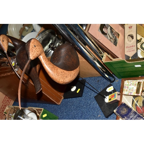 548 - TWO BOXES OF METALWARE, to include a Boer War Christmas 1900 Fry's chocolate tin for soldiers with a... 