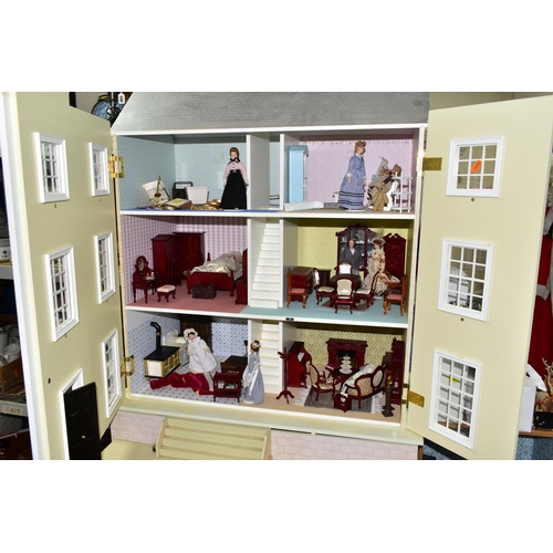 574 - A MODERN FURNISHED DOLLS HOUSE WITH ACCESSORIES ETC, to include a Wentworth Court house 1536i fitted... 