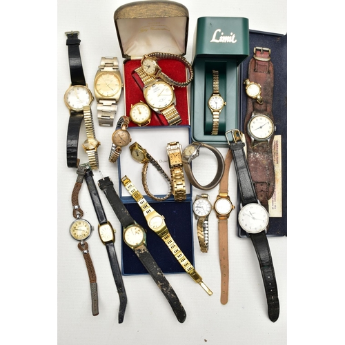 119 - A SELECTION OF WRISTWATCHES, all in used untested condition, such as a boxed 'Ingersoll' fitted with... 