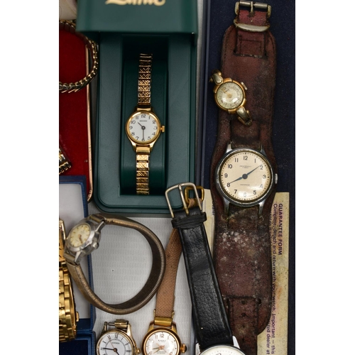 119 - A SELECTION OF WRISTWATCHES, all in used untested condition, such as a boxed 'Ingersoll' fitted with... 