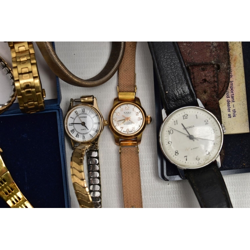 119 - A SELECTION OF WRISTWATCHES, all in used untested condition, such as a boxed 'Ingersoll' fitted with... 