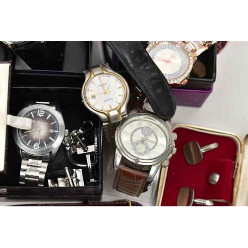 124 - A BOX OF ASSORTED WRISTWATCHES, thirteen wrist watches, names to include 'Ben Sherman, Caribbean Joe... 