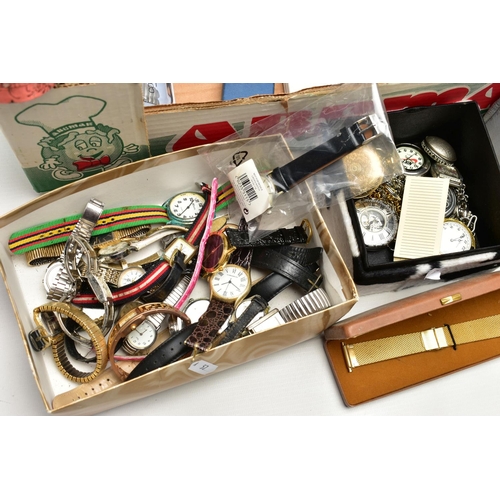 147 - A LARGE QUANTITY OF FASHION WRISTWATCHES, POCKET WATCHES AND EMPTY JEWELLERY BOXES, large quantity o... 