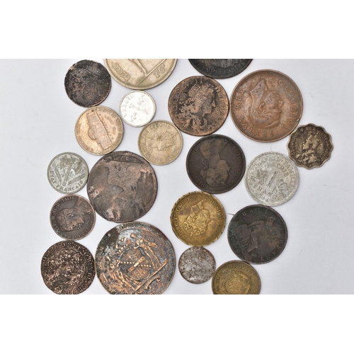 154 - A PLASTIC CASE AND JAR OF MIXED COINS, to include a small packet of silver content coins etc