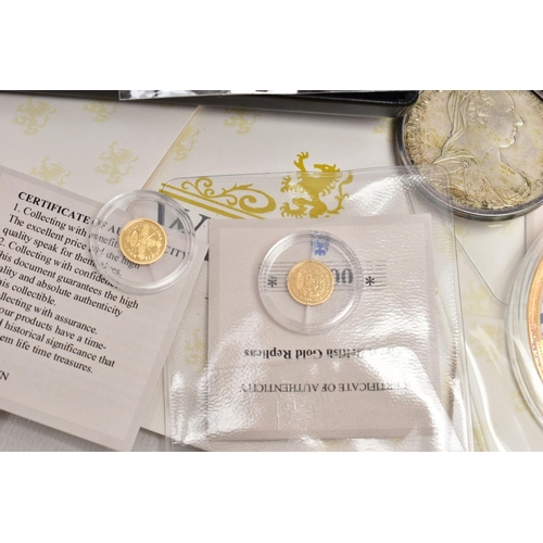 156 - A GREAT BRITISH GOLD REPLICA SET OF EIGHT SOLID .585 GOLD 0.5 GRAM COINS, all with certificates, tog... 