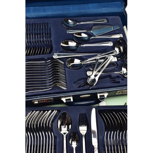 161 - A BRIEFCASE 'SBS SOLINGEN' CANTEEN, twelve person table setting of stainless steel cutlery in a blue... 