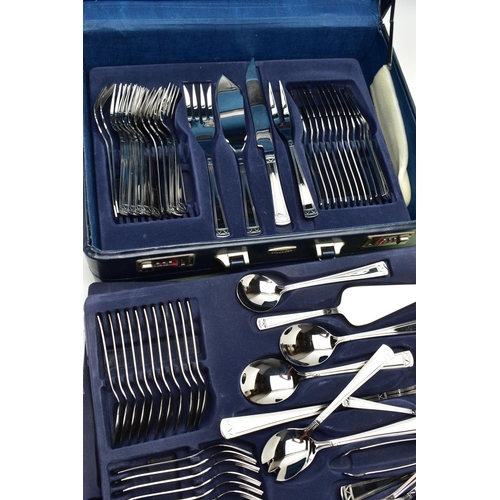 161 - A BRIEFCASE 'SBS SOLINGEN' CANTEEN, twelve person table setting of stainless steel cutlery in a blue... 