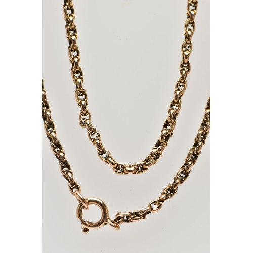 167 - A YELLOW METAL BELCHER CHAIN, fitted with a spring clasp stamped 9K, length 440mm, approximate gross... 