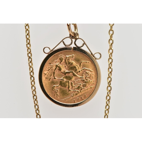 171 - A MOUNTED HALF SOVEREIGN COIN NECKLACE, early 20th century half sovereign, depicting George V, dated... 