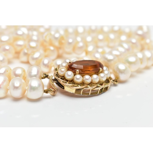 178 - A CULTURED BAROQUE PEARL CHOKER NECKLACE, designed with two rows of baroque cultured pearls, measuri... 