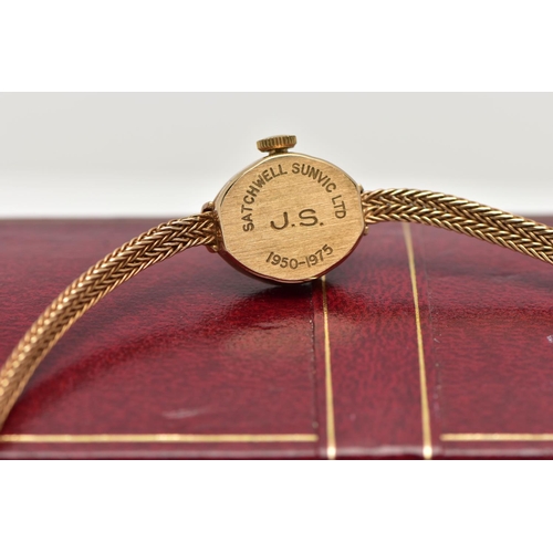 25 - A 9CT GOLD 'GARRARD' WRIST WATCH, hand wound movement, round dial, signed 'Garrard', baton markers, ... 