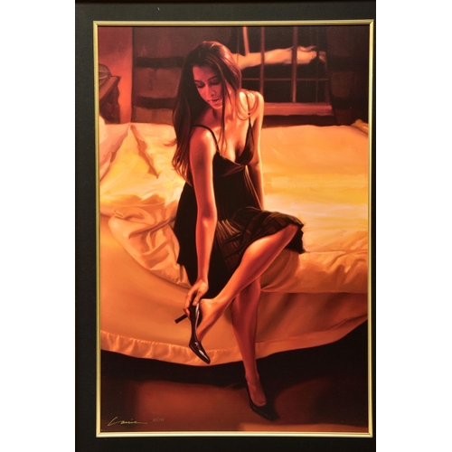 310 - CARRIE GRABER (AMERICAN 1975) 'CONSORT' a full length portrait of a female figure putting on a shoe,... 