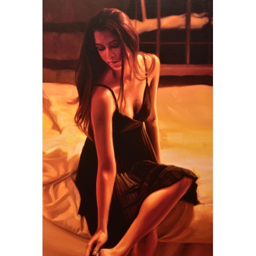 310 - CARRIE GRABER (AMERICAN 1975) 'CONSORT' a full length portrait of a female figure putting on a shoe,... 