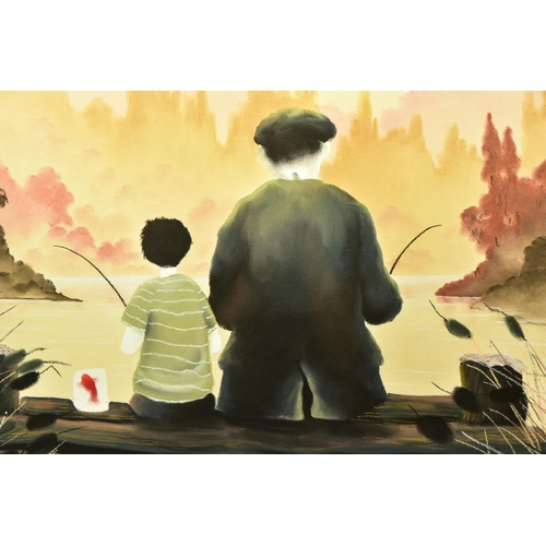 320 - MACKENZIE THORPE (BRITISH 1956) 'ALL OUR YESTERDAYS' two figures fishing, signed limited edition pri... 