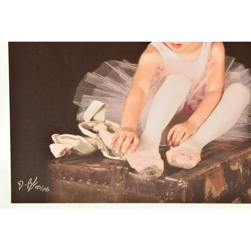 322 - DARREN BAKER (BRITISH 1976) 'BALLET SHOES II', a signed limited edition print depicting a young girl... 