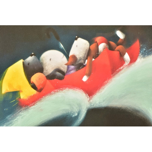 323 - DOUG HYDE (BRITISH 1972) 'A WHALE OF A TIME', a signed limited edition print depicting dogs riding o... 