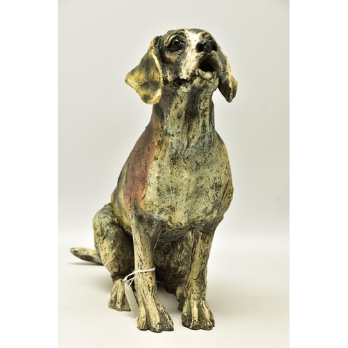 340 - APRIL SHEPHERD (BRITISH CONTEMPORARY) 'PAYING ATTENTION', a limited edition sculpture of a dog, impr... 