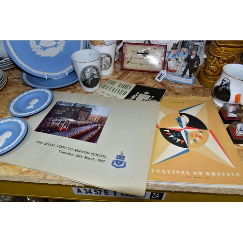 346 - A GROUP OF WESLEYAN METHODIST CHURCH COMMEMORATIVE CERAMICS, A 1951 FESTIVAL OF BRITAIN GUIDE AND SU... 