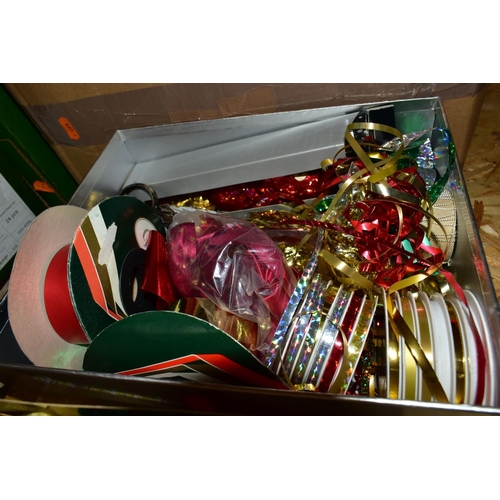 354 - FOUR BOXES OF GIFT WRAPPING MATERIALS, to include assorted gift bags, tissue paper, scissors, tags, ... 