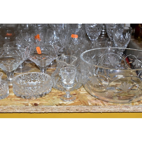 359 - A QUANTITY OF CUT CRYSTAL AND GLASSWARE, comprising five Stuart Crystal dessert dishes, a 'Rose' etc... 