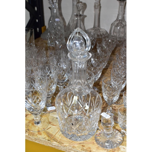 362 - A QUANTITY OF CUT CRYSTAL, comprising a set of six Waterford 'Lismore' Crystal tumblers, a water jug... 