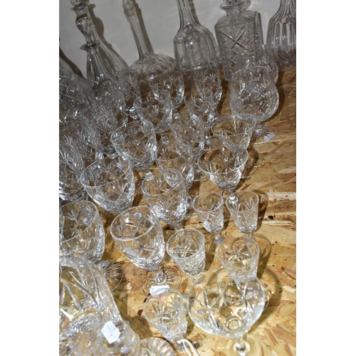 362 - A QUANTITY OF CUT CRYSTAL, comprising a set of six Waterford 'Lismore' Crystal tumblers, a water jug... 