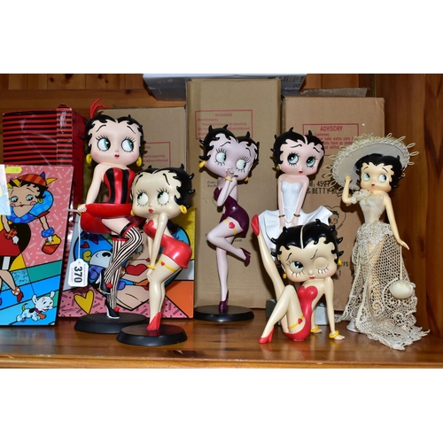 370 - SIX KFS BETTY BOOP FIGURINES, comprising 'Can Can', height 33cm with box, 'Marylin- White Dress', he... 