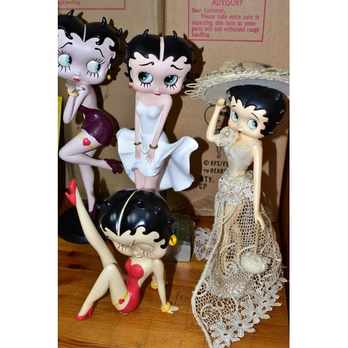 370 - SIX KFS BETTY BOOP FIGURINES, comprising 'Can Can', height 33cm with box, 'Marylin- White Dress', he... 