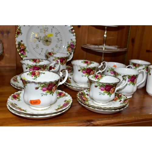 372 - A ROYAL ALBERT 'OLD COUNTRY ROSES' PATTERN PART TEA SET,  comprising a three tier cake stand (bottom... 