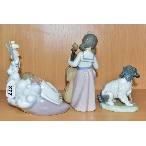 377 - A NAO DISNEY COLLECTION 'DREAMING OF TINKERBELL' FIGURE, depicting a sleeping child with book and Ti... 