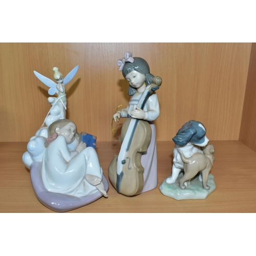 377 - A NAO DISNEY COLLECTION 'DREAMING OF TINKERBELL' FIGURE, depicting a sleeping child with book and Ti... 