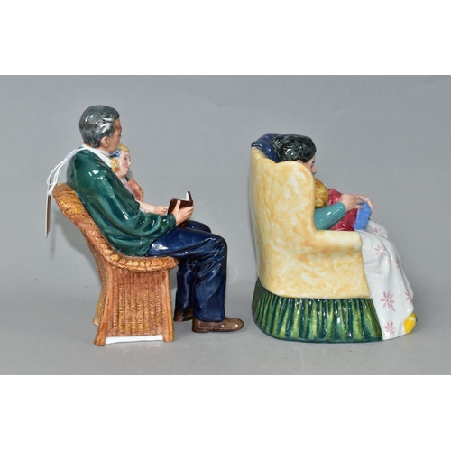 382 - TWO ROYAL DOULTON FIGURE GROUPS, comprising Sweet Dreams HN2380 height 12.5cm, and Grandpa's Story H... 