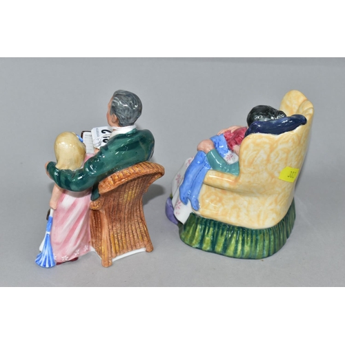 382 - TWO ROYAL DOULTON FIGURE GROUPS, comprising Sweet Dreams HN2380 height 12.5cm, and Grandpa's Story H... 