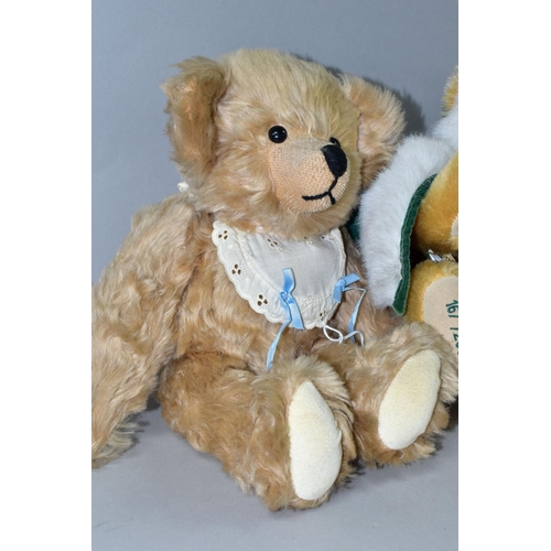 390 - TWO TEDDY BEARS, comprising a Hermann limited edition Winter Wonderland bear, of golden mohair with ... 