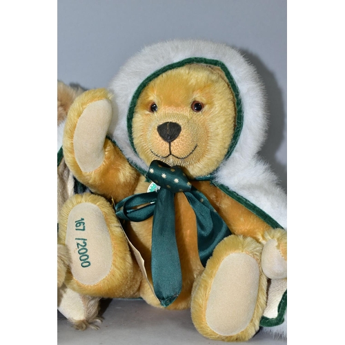 390 - TWO TEDDY BEARS, comprising a Hermann limited edition Winter Wonderland bear, of golden mohair with ... 