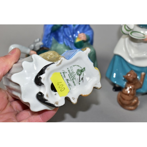 400 - THREE ROYAL DOULTON FIGURINES, comprising Tuppence A Bag HN2320 (base UV postcode marked), A Penny's... 