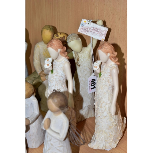 401 - TWELVE WILLOW TREE AND ARORA DESIGN FIGURINES, comprising Willow Tree: Birthday Girl, Angel of Patie... 