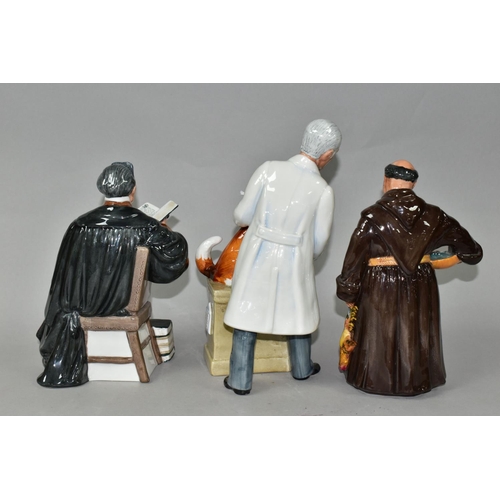 402 - THREE ROYAL DOULTON FIGURINES, comprising Thanks Doc! HN2731, The Professor HN2281 (loss of part of ... 