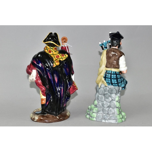 406 - TWO ROYAL DOULTON FIGURINES, comprising Town Crier HN2119 and The Piper HN2907, height of tallest 21... 