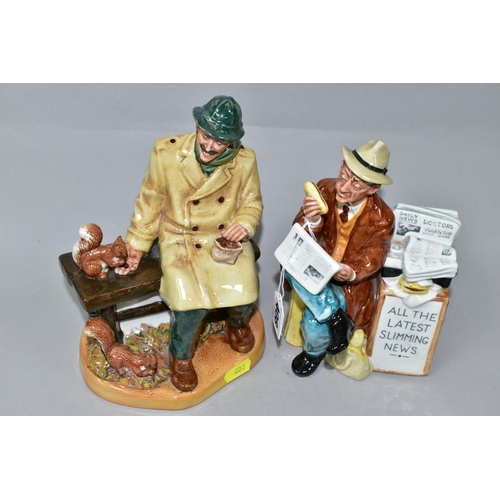 408 - TWO ROYAL DOULTON FIGURINES, comprising Stop Press HN2683 and Lunchtime HN2485, height of tallest fi... 