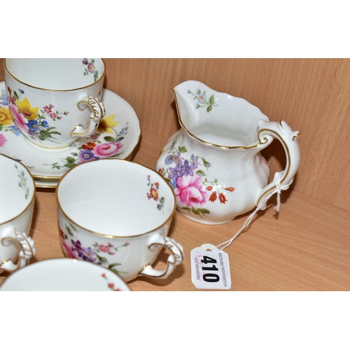 410 - A FOURTEEN PIECE ROYAL CROWN DERBY 'DERBY POSIES' PART TEA SET, comprising a cake plate, a cream jug... 