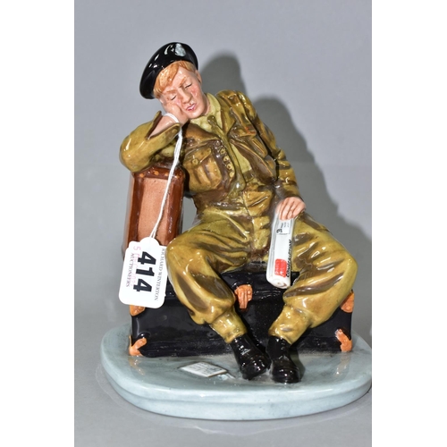 414 - A LIMITED EDITION ROYAL DOULTON CLASSICS 'THE RAILWAY SLEEPER' FIGURINE, HN4418, depicting a WW2 sol... 