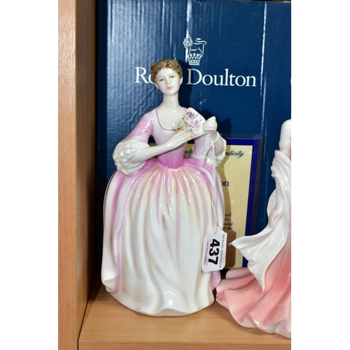 437 - A GROUP OF CERAMICS, comprising a boxed Royal Doulton Eleanor figurine HN3906 from the Peggy Davies ... 