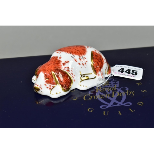 445 - A BOXED ROYAL CROWN DERBY PUPPY PAPERWEIGHT, an exclusive to The Royal Crown Derby Collectors Guild,... 