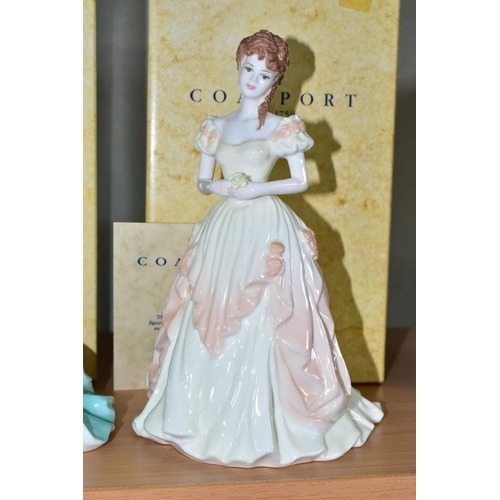 448 - FOUR BOXED COALPORT FIGURINES, comprising Ladies of Fashion 'Anne' Figurine of the Year 1997, with c... 