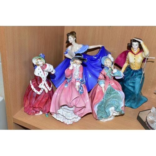 453 - FIVE ROYAL DOULTON FIGURINES, comprising a limited edition Grace Darling figurine HN3089 numbered 43... 